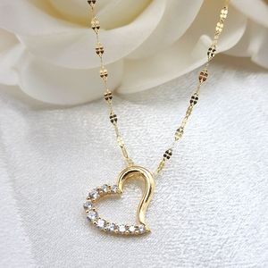 14k gold heart mirror necklace - 20 Inches